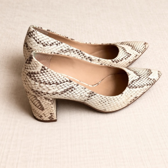 Franco Sarto Shoes - FRANCO SARTO Snakeskin Print Block Heel Pumps Pointed Toe 3.5”